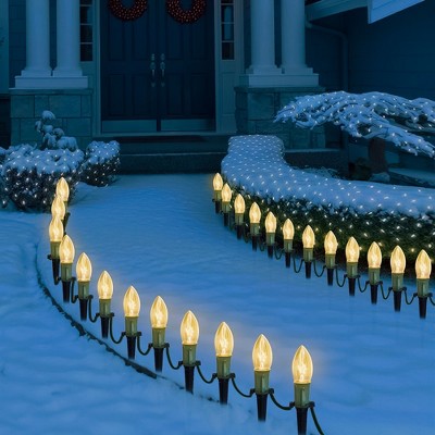 Presence Christmas C9 Pathway Marker String Lights - Warm White