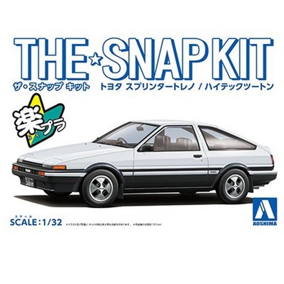 Aoshima: 1/32 The Snap Kit Toyota Sprinter Trueno (High-Tech Two Tone) 1/32 Scale Model Kit #16-A