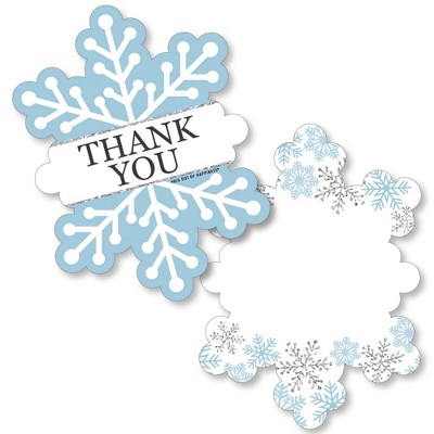 Big Dot of Happiness Winter Wonderland - Shaped Thank You Cards - Snowflake Holiday Party & Winter Wedding Thank You Cards with Envelopes - Set of 12