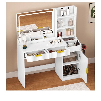 Vanity Makeup Dressing Table Set with 11 Shelves & 2 Drawers Makeup Vanity Desk