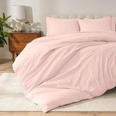 100% Organic Cotton Percale Duvet Cover and Sham Set by Bare Home