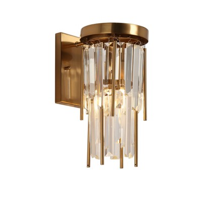 LNC Athean 1-Lights 6" Luxury and Glam  Half Moom Crystal Prism Wall Lights,Polisehd Gold