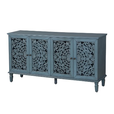 Dexmalle 60" Vintage Design Storage Cabinet with Floral Carvings  for Living Room