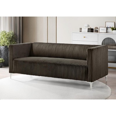 Home Design Gavin Velvet Square Sofa, Brown