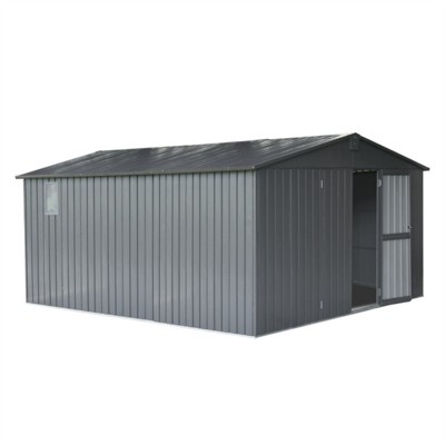 Syemin Deck Boxes Durable, Horizontal Compact Storage Shed for Garden, Backyard, Patio, Closet Deck Box, Silver, 138.11"*150.8"*78.7"