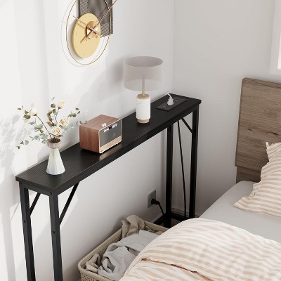 Console Table, Narrow Sofa Table, 39” Entrance Table with Power Station, Behind Couch Table, Simple Style Foyer, Black