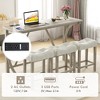 Tangkula 4-Piece Bar Table Set w/ Power Outlet Counter Height Bistro Table and Stools - 4 of 4