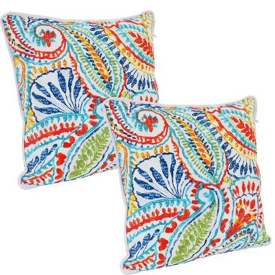 Sunnydaze Indoor/Outdoor Square Accent Decorative Throw Pillows for Patio or Living Room Furniture - 16" - 2pc
