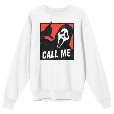 Ghostface Call Me Crew Neck Long Sleeve Men's White Sweatshirt