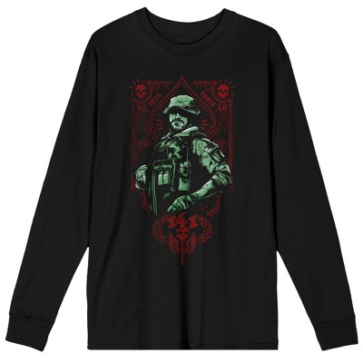 Call Of Duty Modern Warfare II Army Soldier Crew Neck Long Sleeve Men's Black Tee