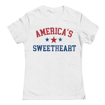 Social Collective Women's America'S Sweetheart  Americana 4Th Of July Short Sleeve Graphic Cotton T-Shirt