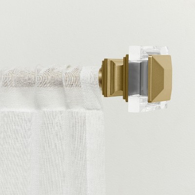 EXCLUSIVE HOME Prism 1" Curtain Rod and Coordinating Finial Set, Gold, Adjustable 36"-72"