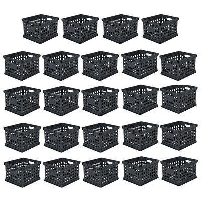 Sterilite Stackable Plastic Storage Crate Bin Organizer File Box with Handles for Home, Office, Dorm, Garage, or Utility Organization, Black