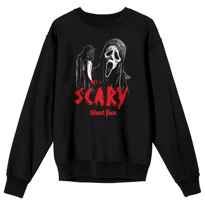 Ghostface Scary Mask Men's Black Crew Neck Sweatshirt