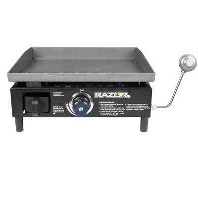 Razor Griddle GGT2160M 19 Inch Outdoor 1 Burner Portable LP Propane Gas Grill Griddle with Push Ignition for BBQ Cooking and Frying, Black