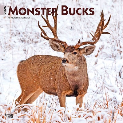 BrownTrout Monster Bucks 2026 12"x24" Hanging Square Wall Calendar Plastic-Free