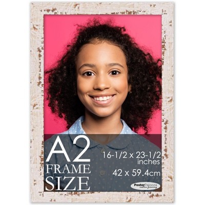 PosterPalooza | Photo Size Shabby Chic White Picture Frame - UV Acrylic, Foam Board Backing, Hanging Hardware