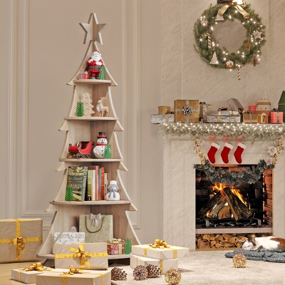 Corner Bookcase, Christmas Tree Corner Bookcase, Creative Bookcase, Solid Wood Storage Shelf, Display Shelf, Children's Bookcase, Splicable