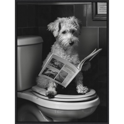 Amanti Art Good Boy Dog Toilet Art by Niky Rahner Framed Canvas Wall Art