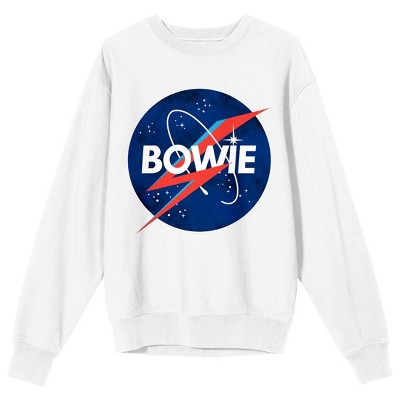 David Bowie Space Bowie Adult White Crew Neck Sweatshirt
