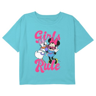 Girl's Mickey & Friends Retro Daisy and Minnie Girls Rule Graphic Graphic Cropped T-Shirt