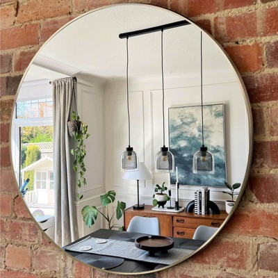 PAGED Round Vanity Mirror Metal Framed Bathroom Mirror with Shatterproof Film and Reinforced Hooks for Bathroom, Bedroom