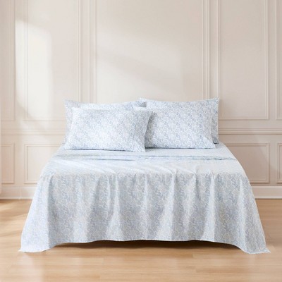 Lush Décor Botanical Leaf and Floral Sheet Set Blue