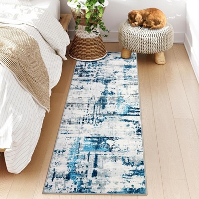Indoor Washable Area Rugs Soft Low Pile Non Slip Floor Mat Thin Modern Abstract Printed Floor Carpet for Living Room Bedroom