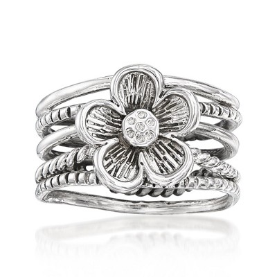 Ross-Simons Sterling Silver Multi-Row Flower Ring