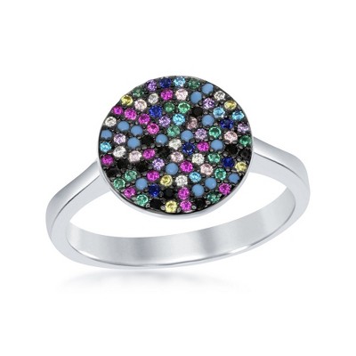 Bella Silver Sterling Silver Round Multi-Color CZ Ring - Available Sizes:  9 ,  8 ,  7 ,  6