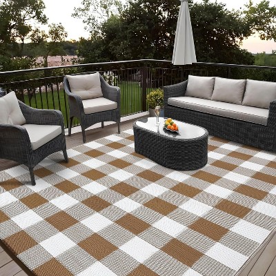 Waterproof Outdoor Rug for Patio, Reversible Plastic Straw Camping Rug Carpet, RV Mat, for Deck, Backyard, Balcony, Porch