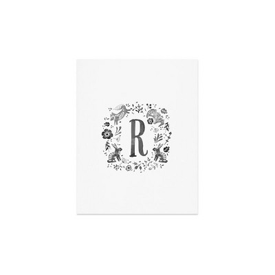 Wonder Forest Folky Forest Monogram Letter Art Print Unframed Wall Poster Gray - Deny Designs