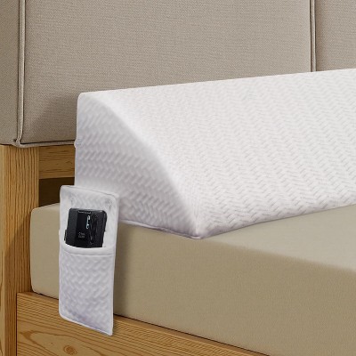 Hachikiko High-Density Foam Wedge Pillow,Headboard & Footboard Filler with Storage Pockets, Removable Washable Cover