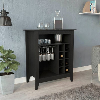 Evita Bar Cabinet, One Open Shelf, Six Built-in Wine Rack, One Drawer -32.5*17.7*38.1 Inch, Black