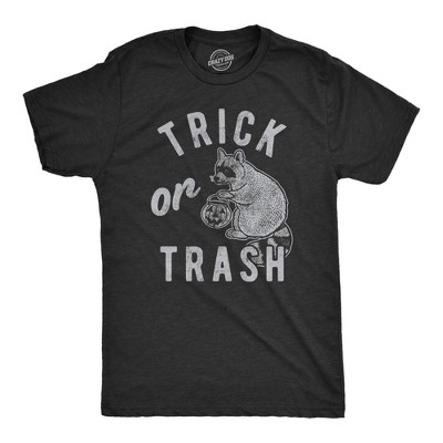 Mens Trick Or Trash T Shirt Funny Raccoon Trick Or Treat Halloween Novelty Tee - Crazy Dog Men's T Shirt For Halloween Season