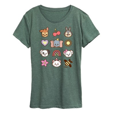 Women's - Disney Classics - Character Group With Icons Short Sleeve Graphic T-Shirt