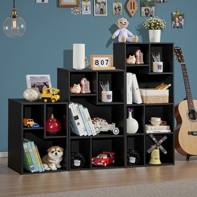 VECELO 3-Shelf Free Standing Bookcase for Home Office Living Room Open Display Organizer Storage Bookshelf, Oak Finish Decor Furniture