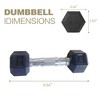 NAYSAYE Dumbbell Set of 2 Hex Dumbbell with Chrome Plated Knurled Handle Rubber Coated Solid Cast Iron for Home Gym, Silver, 10"*7"*4" - 3 of 4