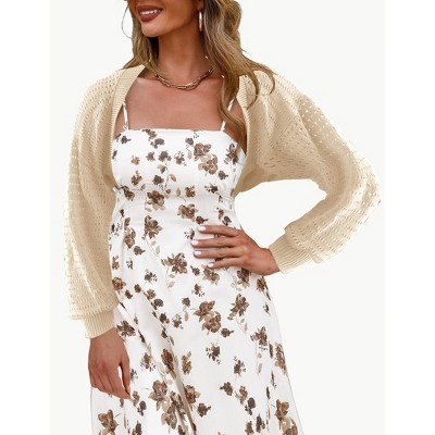 Women Crochet Shrug Sweater Crop Cardigans Drop Shoulder Knit Bolero Sweater