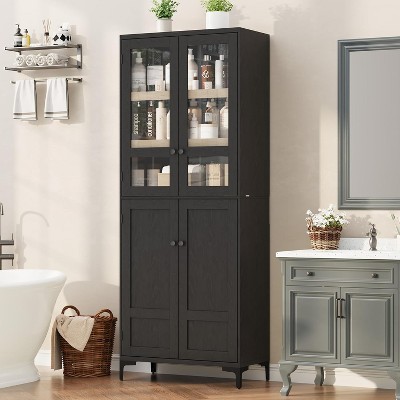 71 Inch Tall Storage Cabinet, Kitchen Pantry 5 Tier Bathroom Cabinet with 4 Doors Adjustable Shelves for Kitchen, Dining Room, Bathroom