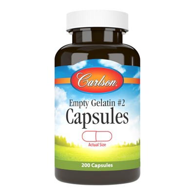 Carlson - Empty Gelatin Capsules, Easy to Separate and Fill, with Screw Cap Bottle