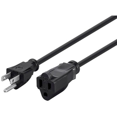 Monoprice 3-Prong Extension Cord - 2 Feet - Black | NEMA 5-15P to NEMA 5-15R, 16AWG, 13A