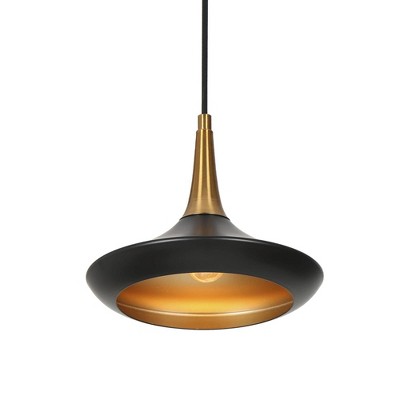 LNC Phapricornus Matte Black and Polished Gold Linear LED Kitchen Island Light