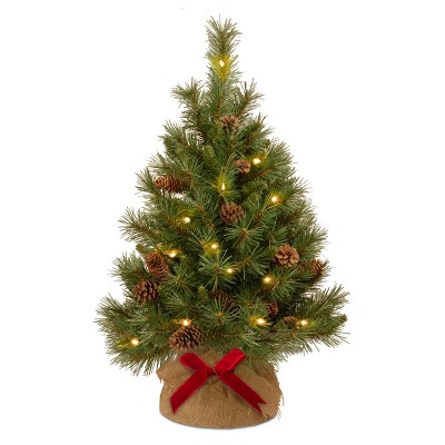 3' Prelit Pencil Slim Pine Artificial Christmas Tree Warm White Lights - National Tree Company