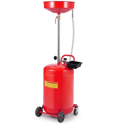 Waste Oil Drain, Oil Drain Tank - 20 Gallon Portable Air Operated with Adjustable Funnel Height, Pressure Valve & Wheels for Garage/Workshop