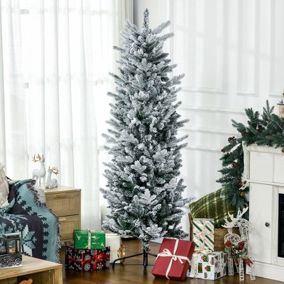 Whisen 6FT Artificial Christmas Tree with 477 Snow Branches, Auto Open, Steel Base - Green
