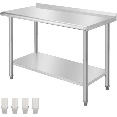48x24x35in Commercial Metal Prep Table with Adjustable Undershelf, Heavy Duty Worktable for Kitchen, Restaurant, Home, Hotel, Workstation