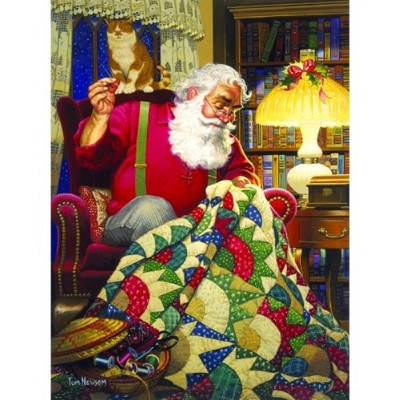 Sunsout Quilting Santa 1000 pc Christmas Jigsaw Puzzle 23328