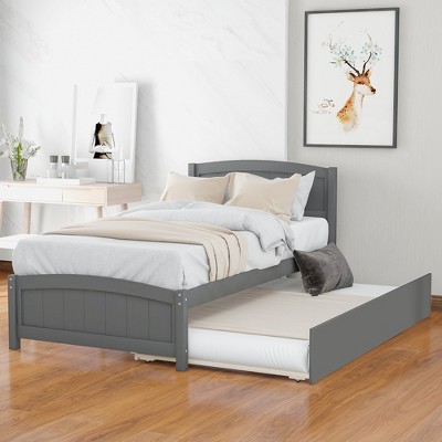 Whisen Modern Design Twin Size Platform Bed with Trundle