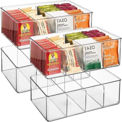Sorbus Storage Bins with Dividers - Store Tea Bags, Seasonings, Drink Packets, Oatmeal - Storage & Display Containers for Kitchen & Pantry